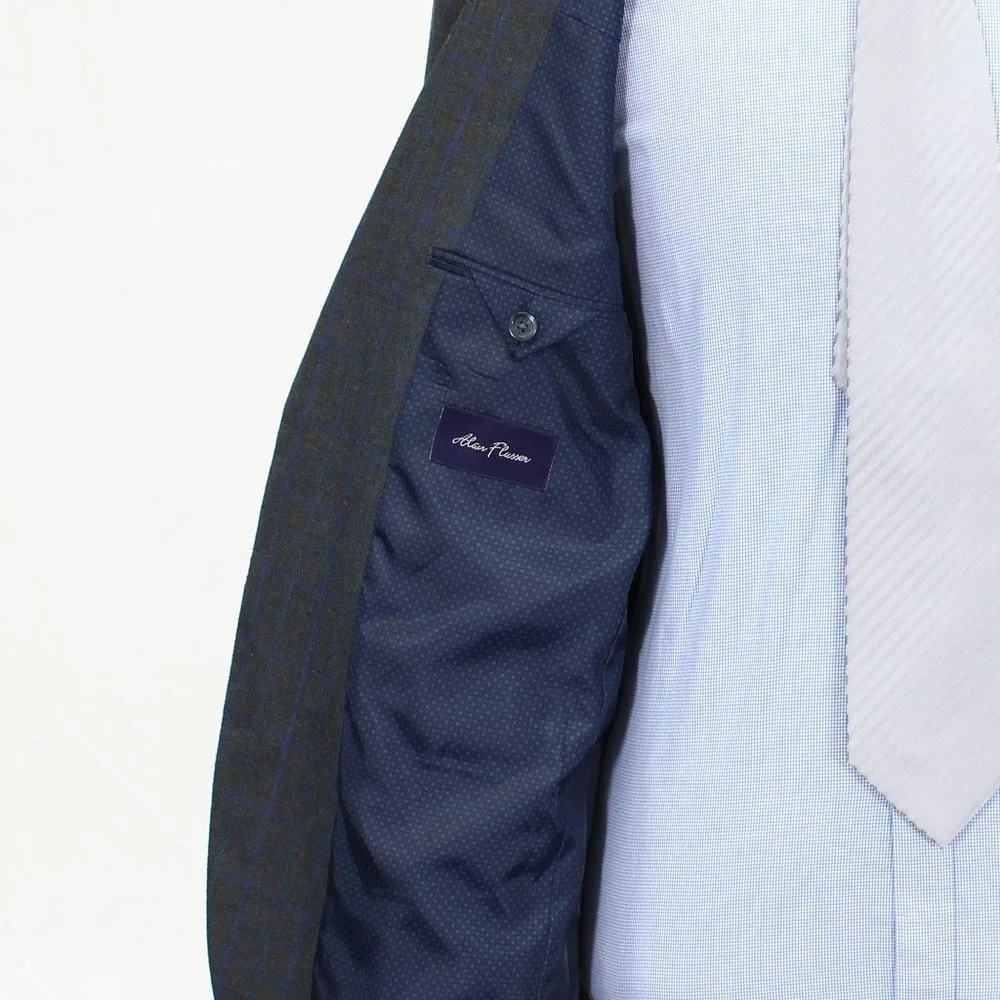 Alan Flusser 42L Gray Check 2-Button Sport Coat Blazer Jacket B490